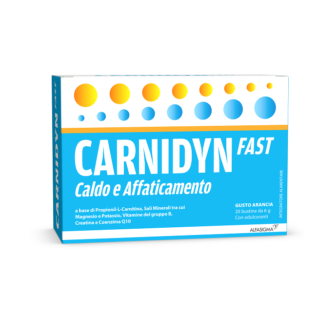 Confezione da 20 buste di Carnidyn fast integratore tonificante per stanchezza e affaticamento. Confezione da 20 buste di Carnidyn fast integratore tonificante per stanchezza e affaticamento.