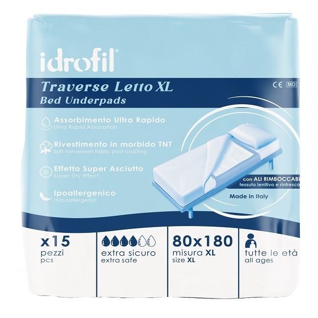 Idrofil Traversa Letto Xl 80x180 Cm 15 Pezzi Idrofil Traversa Letto Xl 80x180 Cm 15 Pezzi