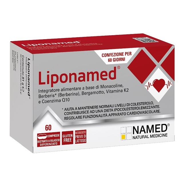 Confezione da 60 compresse di Named Liponamed, integratore per ridurre i livelli di colesterolo.