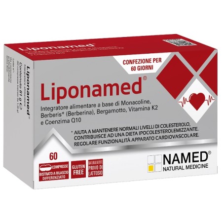 Confezione da 60 compresse di Named Liponamed, integratore per ridurre i livelli di colesterolo.