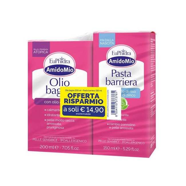 Euphidra Bipacco Amidomio Pasta Barriera 200 Ml + Olio Bagno 150 Ml Euphidra Bipacco Amidomio Pasta Barriera 200 Ml + Olio Bagno 150 Ml