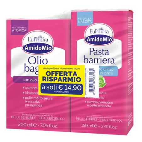 Euphidra Bipacco Amidomio Pasta Barriera 200 Ml + Olio Bagno 150 Ml Euphidra Bipacco Amidomio Pasta Barriera 200 Ml + Olio Bagno 150 Ml