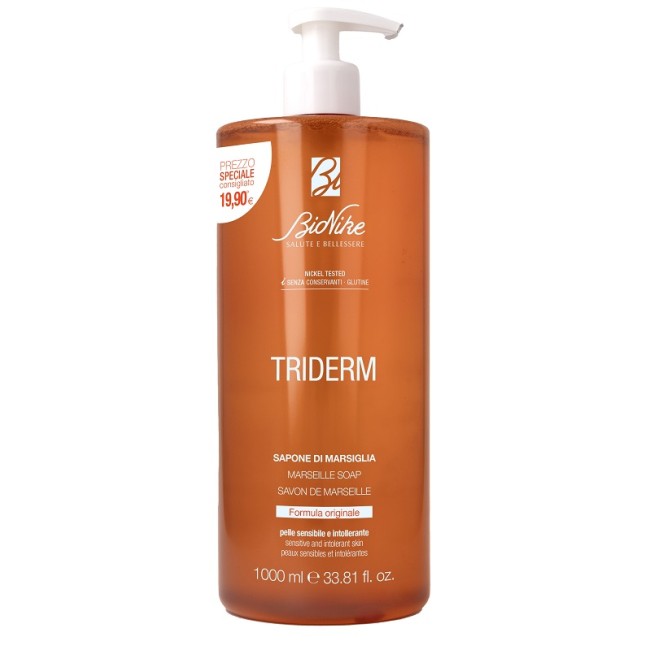 Flacone convenienza da 1 litro di Bionike Triderm Sapone Marsiglia Per La Detersione Corpo Di Tutti I Tipi Di Pelle. Flacone convenienza da 1 litro di Bionike Triderm Sapone Marsiglia Per La Detersione Corpo Di Tutti I Tipi Di Pelle.