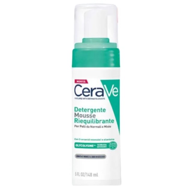 Flacone da 148 ml di Cerave Mousse Detergente Riequilibrante Per Pelli Da Normali A Miste. Flacone da 148 ml di Cerave Mousse Detergente Riequilibrante Per Pelli Da Normali A Miste.