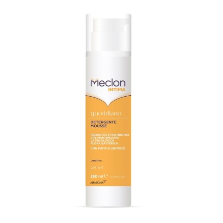 Flacone da 250 ml di Meclon Intima Quotidiano, detergente in mousse con prebiotici.