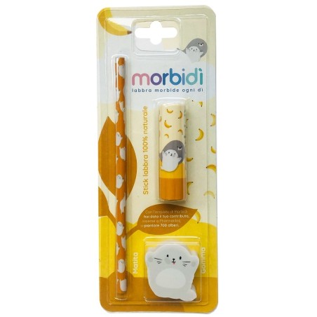 Morbidi' Kit Disegno Banana Stick Labbra + Matita + Gomma Da Cancellare Morbidi' Kit Disegno Banana Stick Labbra + Matita + Gomma Da Cancellare