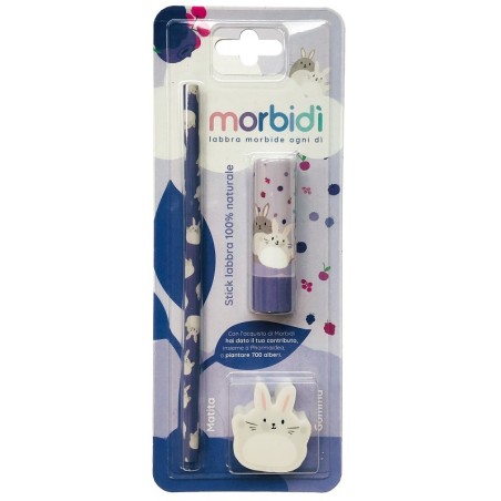 Morbidi' Kit Disegno Frutti Di Bosco Stick Labbra + Matita + Gomma Da Cancellare Morbidi' Kit Disegno Frutti Di Bosco Stick Labbra + Matita + Gomma Da Cancellare