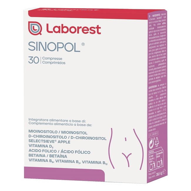 Confezione da 30 compresse di Sinopol, integratore per sindrome premestruale.