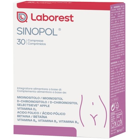 Confezione da 30 compresse di Sinopol, integratore per sindrome premestruale.