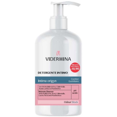 Flacone da 500 ml di Vidermina Intima Detergente Intimo Quotidiano.