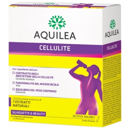 Confezione da 20 stick orosolubili di Aquilea Cellulite, integratore contro gli inestetismi della cellulite. Confezione da 20 stick orosolubili di Aquilea Cellulite, integratore contro gli inestetismi della cellulite.