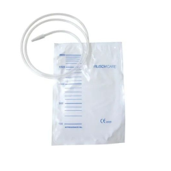 SACCA DI DRENAGGIO LETTO PER INCONTINENZA 2000ML IN PVC CON VALVOLA DI NON RITORNO CON TUBO DI RACCORDO130CM MONOUSO DIAMETRO 5X