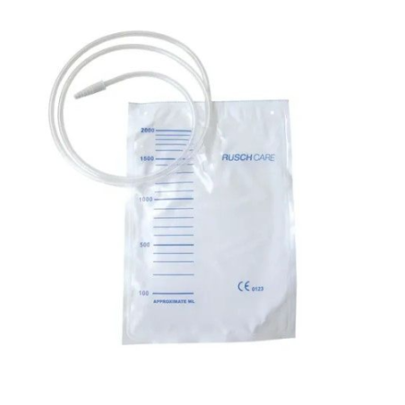 SACCA DI DRENAGGIO LETTO PER INCONTINENZA 2000ML IN PVC CON VALVOLA DI NON RITORNO CON TUBO DI RACCORDO130CM MONOUSO DIAMETRO 5X