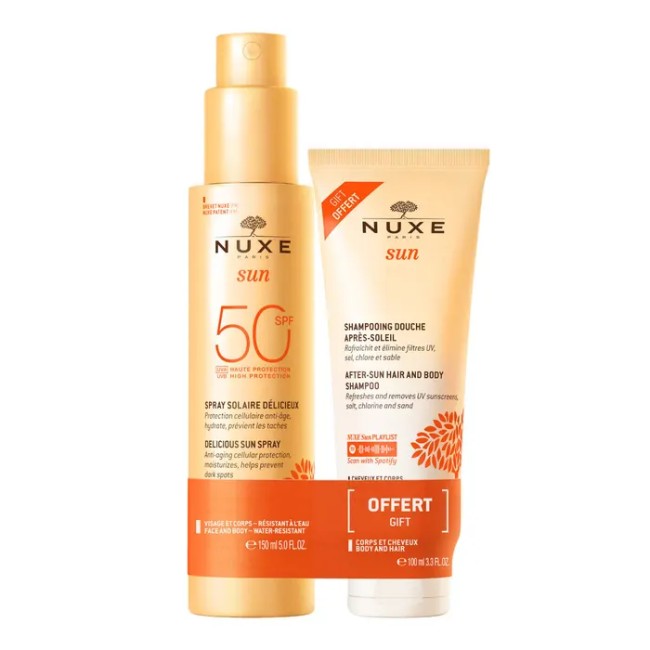 Nuxe Sun Latte Solare Spray Spf 50+150ml + Doccia Schampoo Doposole 100 ml Nuxe Sun Latte Solare Spray Spf 50+150ml + Doccia Schampoo Doposole 100 ml