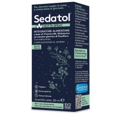 Flacone spray da 20 ml di Sedatol Notte Spray, integratore per sonno e rilassamento.
