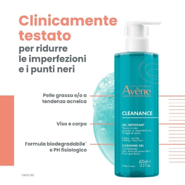 Avene Cleanance Gel Detergente Per Impurità Acne E Imperfezioni 400 Ml