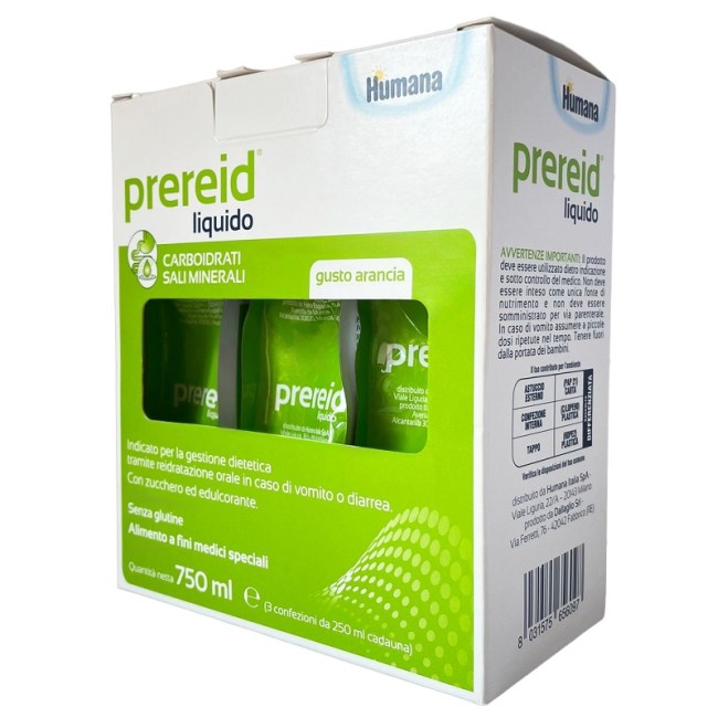 3 confezioni da 250 ml di Humana Prereid Liquido Rimedio Per Diarrea Acuta e Vomito.