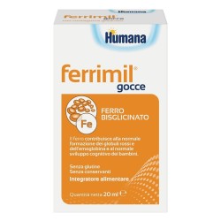 Flacone da 20 ml di Humana Ferrimil Integratore Di Ferro Per Stanchezza E Affaticamento.