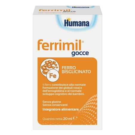 Flacone da 20 ml di Humana Ferrimil Integratore Di Ferro Per Stanchezza E Affaticamento. Flacone da 20 ml di Humana Ferrimil Integratore Di Ferro Per Stanchezza E Affaticamento.