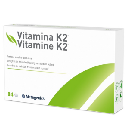 Confezione da 84 compresse di Metagenics Vitamina K2, integratore per la salute delle ossa e del cuore.