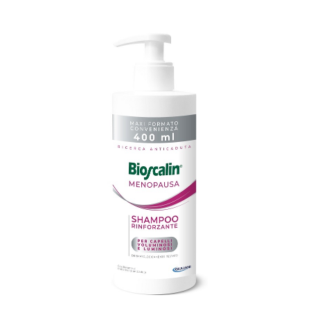 Flacone da 400 ml di Bioscalin menopausa Shampoo Rinforzante.