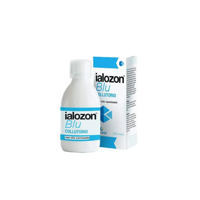 Flacone da 300 ml di Ialozon Blu Collutorio, prodotto ad azione antibatterica, utile contro le gengiviti. Flacone da 300 ml di Ialozon Blu Collutorio, prodotto ad azione antibatterica, utile contro le gengiviti.