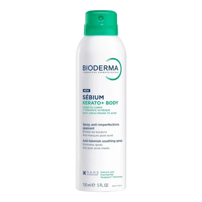 Flacone spray da 150 ml di Bioderma Sebium Kerato+ Body Spray Anti Imperfezioni Flacone spray da 150 ml di Bioderma Sebium Kerato+ Body Spray Anti Imperfezioni