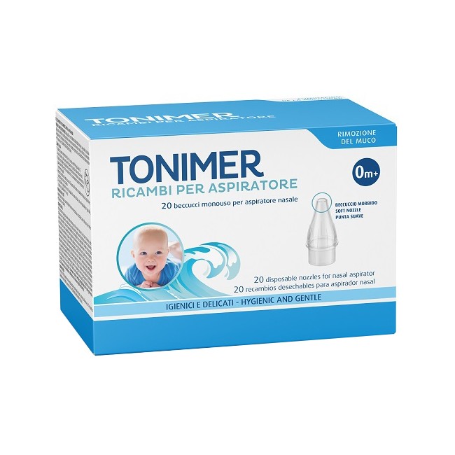 Confezione contenente 20 beccuci monouso di ricambi di Tonimer Ricambi Per Aspiratore Nasale.