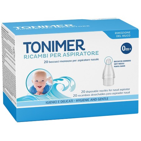 Confezione contenente 20 beccuci monouso di ricambi di Tonimer Ricambi Per Aspiratore Nasale.