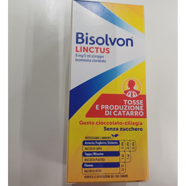 Flacone da 200 ml di Bisolvon Linctus Sciroppo Per Tosse Grassa E Catarro.