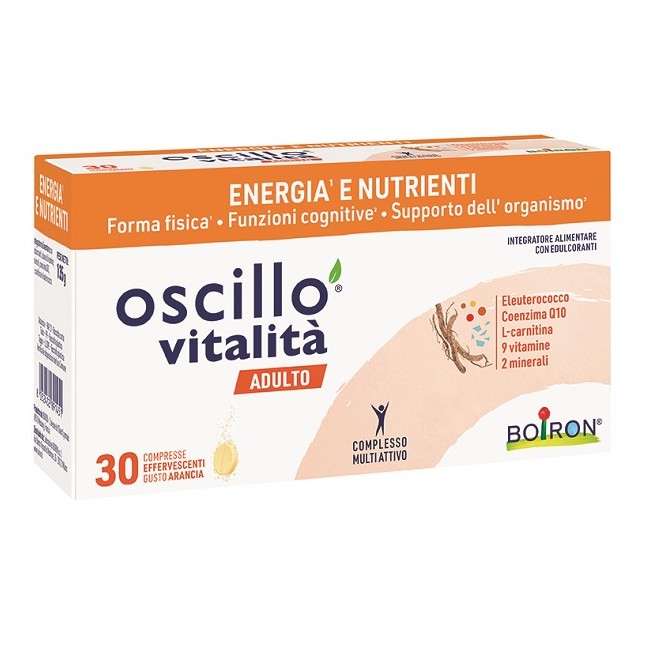 Confezione da 30 compresse effervescenti di Boiron Oscillo Vitalità, integratore per il benessere psicofisico. Confezione da 30 compresse effervescenti di Boiron Oscillo Vitalità, integratore per il benessere psicofisico.