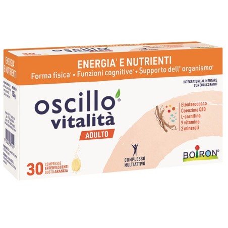 Confezione da 30 compresse effervescenti di Boiron Oscillo Vitalità, integratore per il benessere psicofisico. Confezione da 30 compresse effervescenti di Boiron Oscillo Vitalità, integratore per il benessere psicofisico.