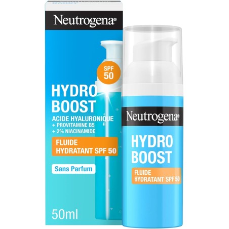 Tubo da 15 ml di Neutrogena Hydro Boost SPF 50, crema idratante per il viso.