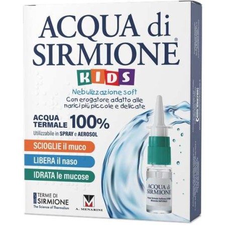Confezione da 6 flaconcini di Acqua Di Sirmione Kids Spray Acqua Termale Per Raffreddore Muco E Naso Chiuso.