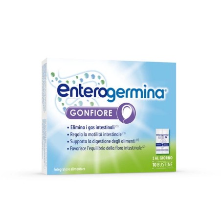 Confezione da 10 bustine di Enterogermina gonfiore integratore per il benessere intestinale Confezione da 10 bustine di Enterogermina gonfiore integratore per il benessere intestinale