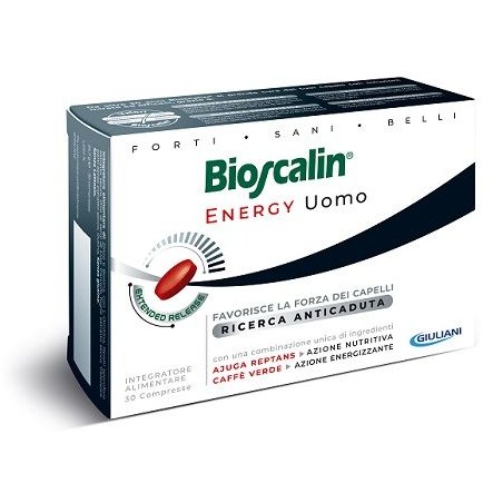 Confezione da 60 compresse di Bioscalin Energy, integratore per rafforzare i capelli dell'uomo.