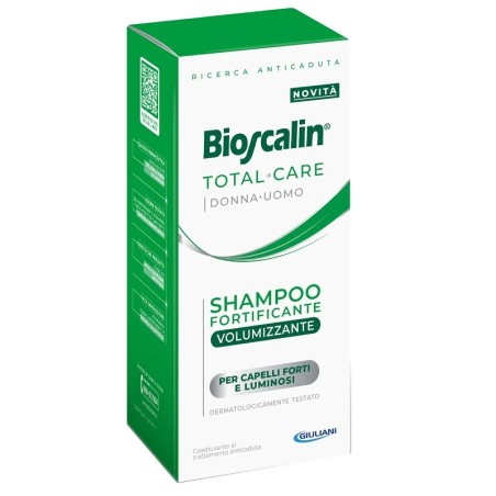 Flacone da 200 ml di Bioscalin Total Care Shampoo Fortificante Volumizzante Per Capelli Fini.