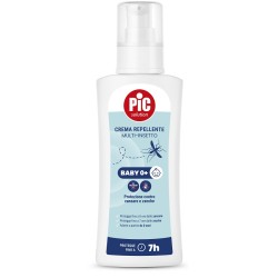 Flacone da 100 ml di Pic Solution Cerma Repellente Multi-Insetto Baby 0+ per proteggere i bambini da zanzare e zecche.