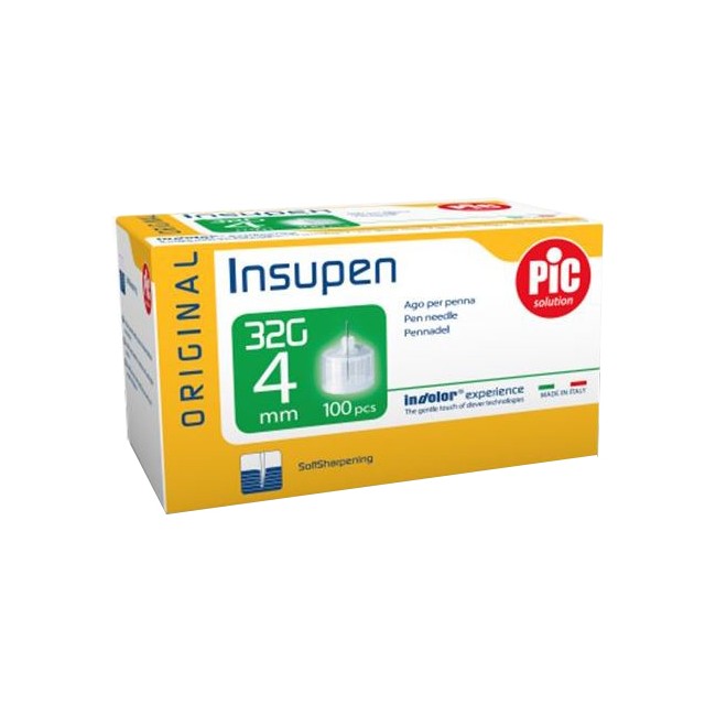 Ago Per Penna Pic Insupen Orginal Gauge 32,5x4 Mm 100 Pezzi Ago Per Penna Pic Insupen Orginal Gauge 32,5x4 Mm 100 Pezzi