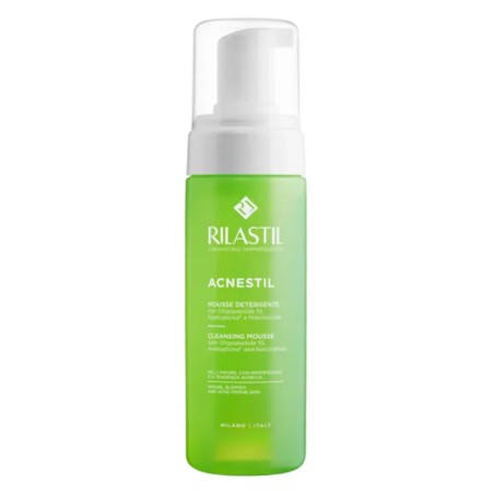 Flacone da 300 ml di Rilastil Acnestil Mousse Detergente Per Pelle Impura e Acneica. Flacone da 300 ml di Rilastil Acnestil Mousse Detergente Per Pelle Impura e Acneica.