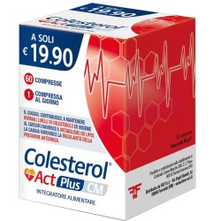 Confezione da 60 compresse di Colesterol Act Plus Cm, integratore per colesterolo e pressione sanguigna.