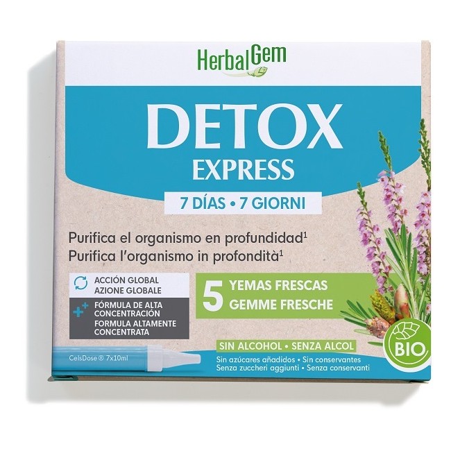 Confezione da 7 flaconcini di Herbalgem Detox Express 7 Giorni Integratore Drenante Dimagrante. Confezione da 7 flaconcini di Herbalgem Detox Express 7 Giorni Integratore Drenante Dimagrante.