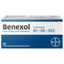 Confezione da 20 compresse di Benexol, farmaco per carenza di vitamine B. Confezione da 20 compresse di Benexol, farmaco per carenza di vitamine B.