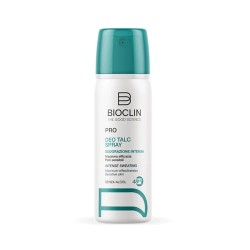 Flacone spray da 50 ml di Bioclin Deo Pro Talc, deodorante contro la sudorazione intensa.