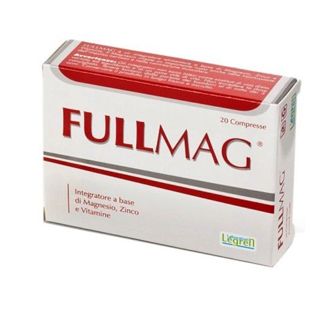 Confezione da 20 compresse di Fullmag Forte, integratore di vitamine e minerali contro stanchezza e affaticamento.