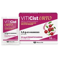 Confezione da 10 bustine di Marco Viti Viticist Urto, integratore per prevenire cistite e altre infezioni urinarie.