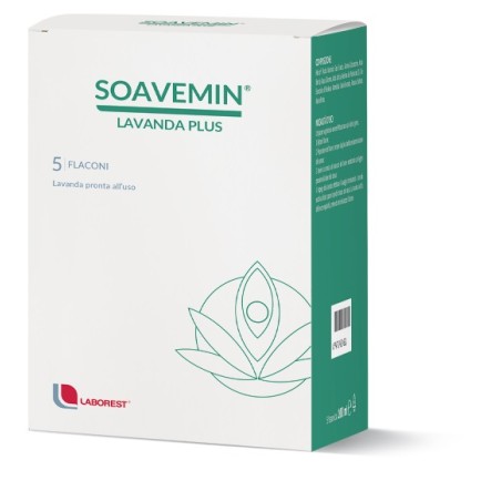 Confezione da 5 flaconi da 100 ml di Laborest Soavemin Lavanda Plus Trattamento Per Le Micosi Vaginali.