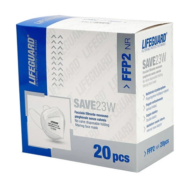 Lifeguard Save 23w Facciale Filtrante Monouso Pieghevole Senza Valvola Ffp2 20 Pezzi Lifeguard Save 23w Facciale Filtrante Monouso Pieghevole Senza Valvola Ffp2 20 Pezzi