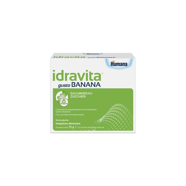 Humana Idravita Banana Integratore idrosalino per bambini e adulti 12 bustine