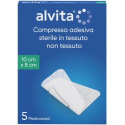 Garza Compressa Adesiva Alvita Tnt 10x8cm 5 Pezzi